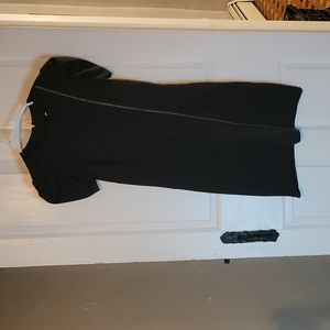 Laundry by Design black dress exposed front zipper ruffle sleeve